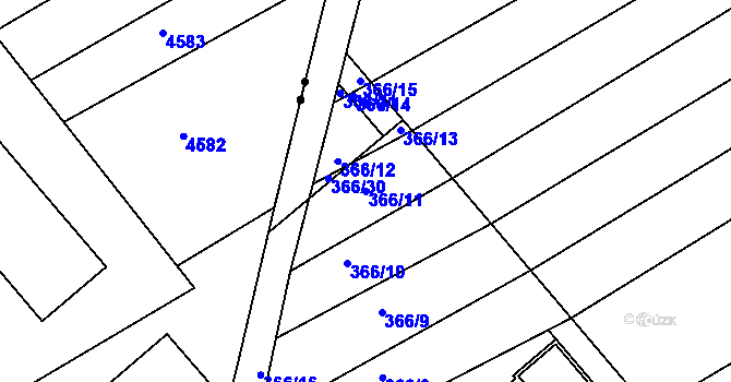 Parcela st. 366/11 v KÚ Hrádek na Vlárské dráze, Katastrální mapa