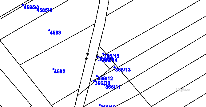 Parcela st. 366/15 v KÚ Hrádek na Vlárské dráze, Katastrální mapa