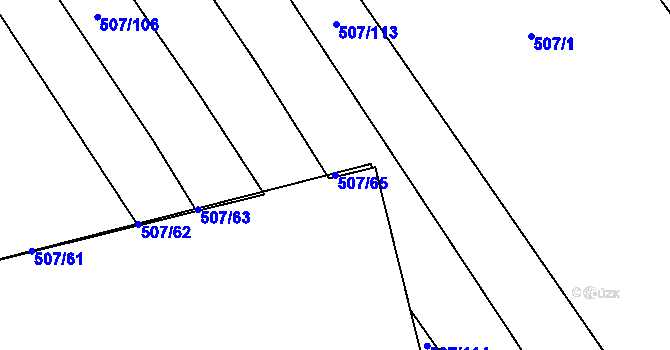 Parcela st. 507/65 v KÚ Hrádek na Vlárské dráze, Katastrální mapa