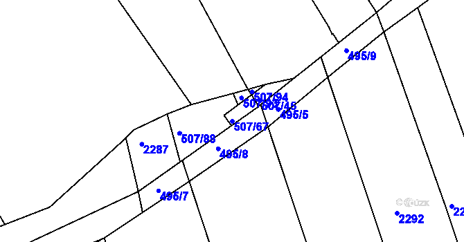 Parcela st. 507/67 v KÚ Hrádek na Vlárské dráze, Katastrální mapa