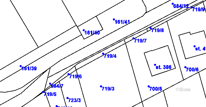 Parcela st. 719/4 v KÚ Hrádek na Vlárské dráze, Katastrální mapa