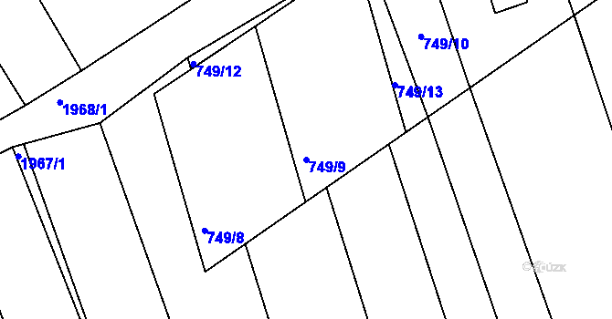 Parcela st. 749/9 v KÚ Hrádek na Vlárské dráze, Katastrální mapa