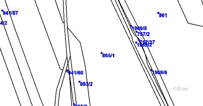 Parcela st. 865/1 v KÚ Hrádek na Vlárské dráze, Katastrální mapa