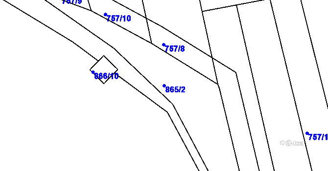 Parcela st. 865/2 v KÚ Hrádek na Vlárské dráze, Katastrální mapa