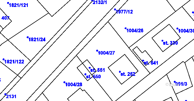 Parcela st. 1004/27 v KÚ Hrádek na Vlárské dráze, Katastrální mapa