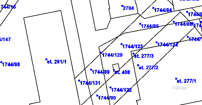 Parcela st. 1744/129 v KÚ Hrádek na Vlárské dráze, Katastrální mapa