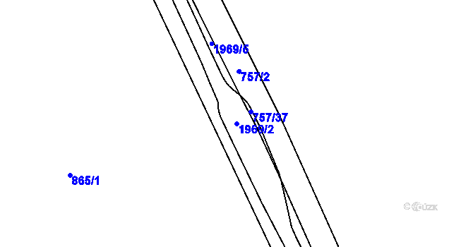 Parcela st. 1969/2 v KÚ Hrádek na Vlárské dráze, Katastrální mapa