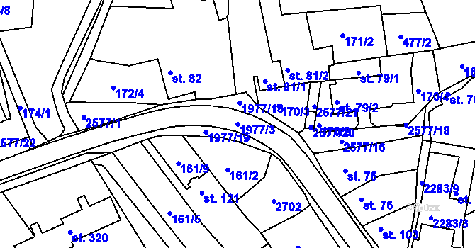 Parcela st. 1977/3 v KÚ Hrádek na Vlárské dráze, Katastrální mapa