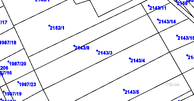 Parcela st. 2143/3 v KÚ Hrádek na Vlárské dráze, Katastrální mapa