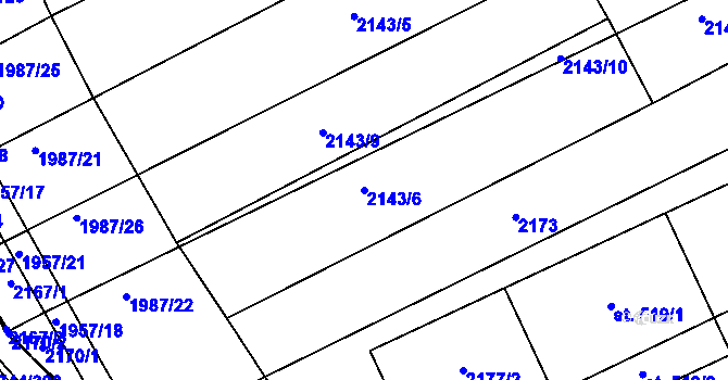 Parcela st. 2143/6 v KÚ Hrádek na Vlárské dráze, Katastrální mapa