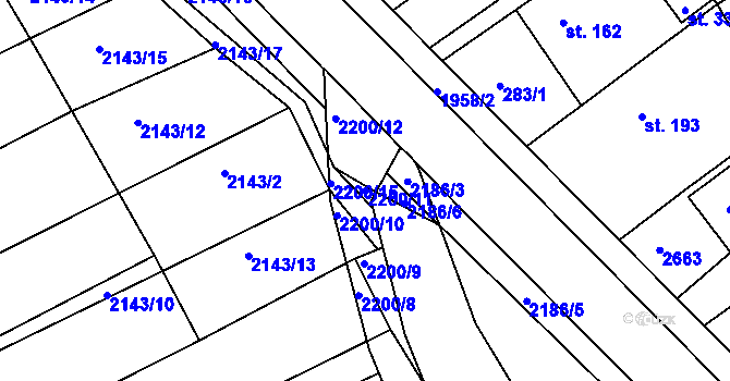 Parcela st. 2200/11 v KÚ Hrádek na Vlárské dráze, Katastrální mapa