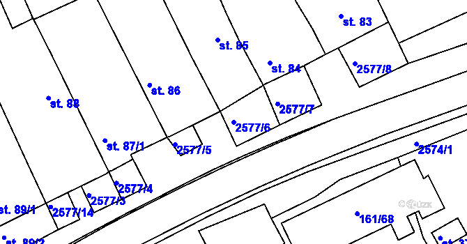 Parcela st. 2577/6 v KÚ Hrádek na Vlárské dráze, Katastrální mapa