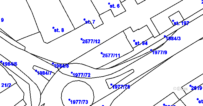 Parcela st. 2577/11 v KÚ Hrádek na Vlárské dráze, Katastrální mapa