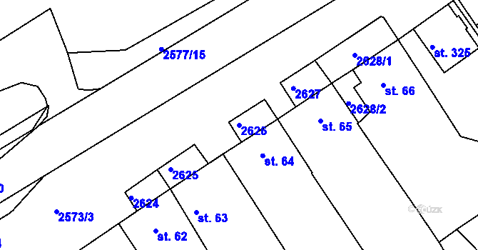 Parcela st. 2626 v KÚ Hrádek na Vlárské dráze, Katastrální mapa