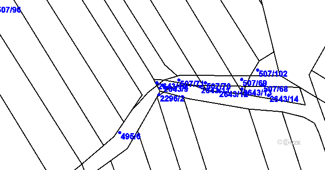 Parcela st. 2643/9 v KÚ Hrádek na Vlárské dráze, Katastrální mapa