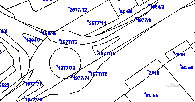 Parcela st. 1977/76 v KÚ Hrádek na Vlárské dráze, Katastrální mapa