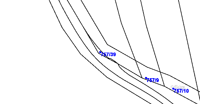 Parcela st. 757/39 v KÚ Hrádek na Vlárské dráze, Katastrální mapa