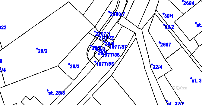 Parcela st. 1977/86 v KÚ Hrádek na Vlárské dráze, Katastrální mapa