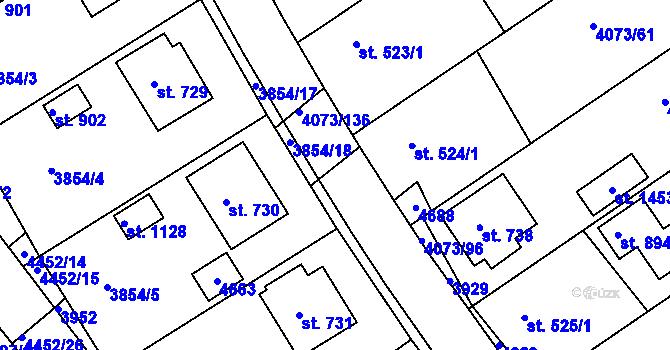 Parcela st. 4073/135 v KÚ Slavičín, Katastrální mapa