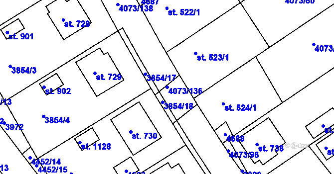 Parcela st. 4073/136 v KÚ Slavičín, Katastrální mapa