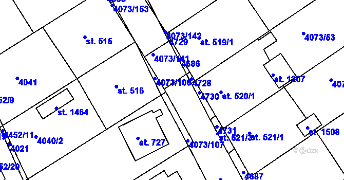 Parcela st. 4073/140 v KÚ Slavičín, Katastrální mapa