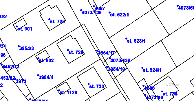 Parcela st. 3854/17 v KÚ Slavičín, Katastrální mapa