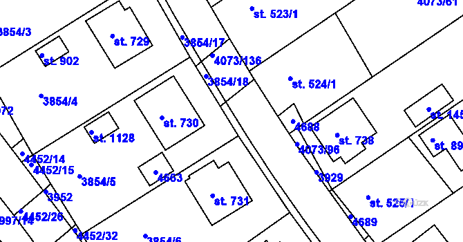 Parcela st. 3854/19 v KÚ Slavičín, Katastrální mapa