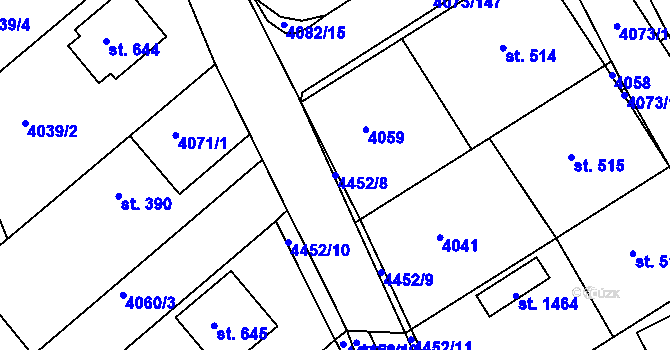 Parcela st. 4452/8 v KÚ Slavičín, Katastrální mapa