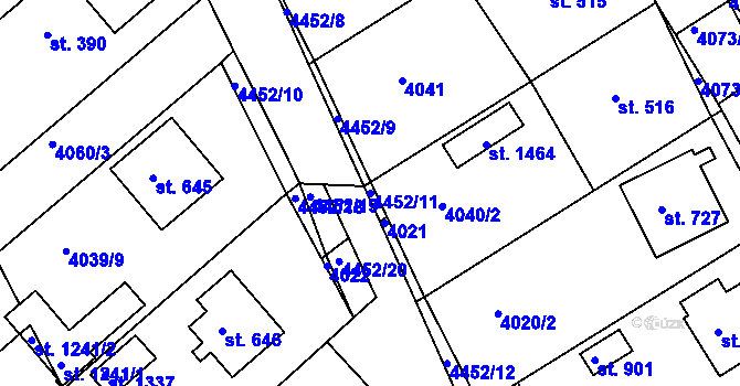 Parcela st. 4452/11 v KÚ Slavičín, Katastrální mapa