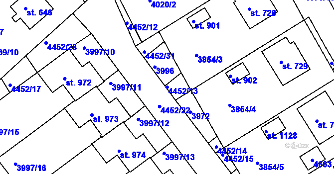 Parcela st. 4452/13 v KÚ Slavičín, Katastrální mapa