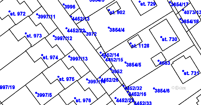Parcela st. 4452/14 v KÚ Slavičín, Katastrální mapa