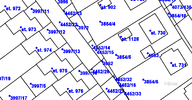 Parcela st. 4452/15 v KÚ Slavičín, Katastrální mapa