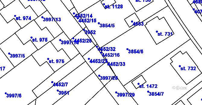 Parcela st. 4452/16 v KÚ Slavičín, Katastrální mapa