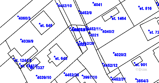 Parcela st. 4452/20 v KÚ Slavičín, Katastrální mapa