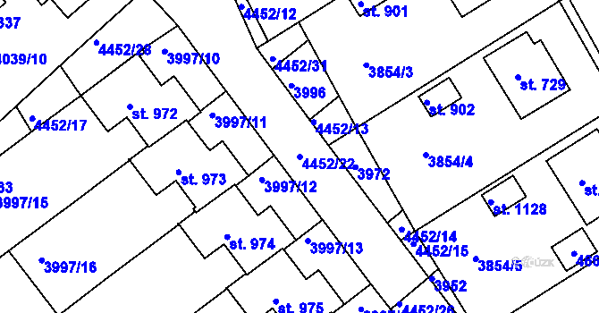 Parcela st. 4452/22 v KÚ Slavičín, Katastrální mapa
