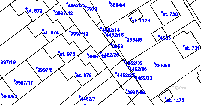 Parcela st. 4452/26 v KÚ Slavičín, Katastrální mapa