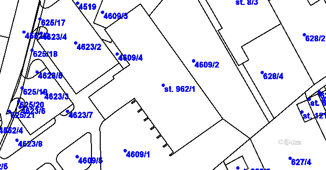 Parcela st. 962/1 v KÚ Slavičín, Katastrální mapa