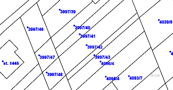 Parcela st. 3997/42 v KÚ Slavičín, Katastrální mapa