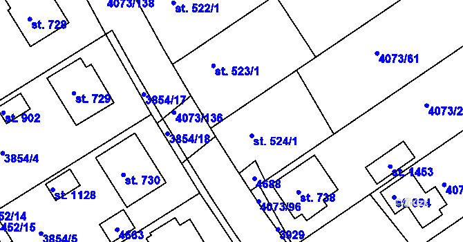 Parcela st. 524/4 v KÚ Slavičín, Katastrální mapa