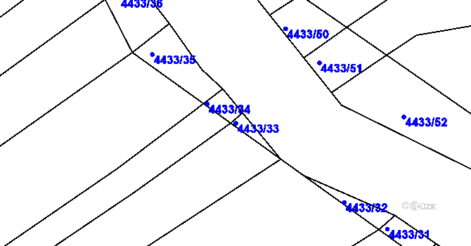 Parcela st. 4433/33 v KÚ Slavičín, Katastrální mapa