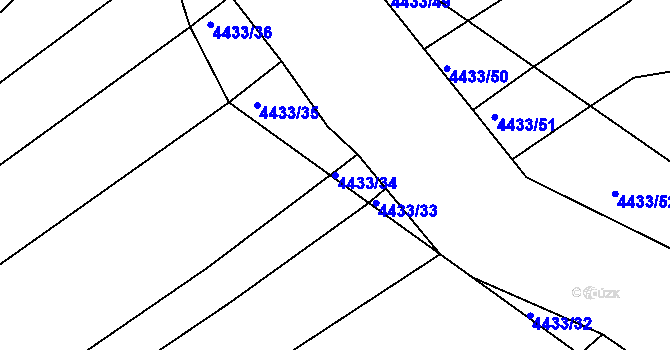 Parcela st. 4433/34 v KÚ Slavičín, Katastrální mapa