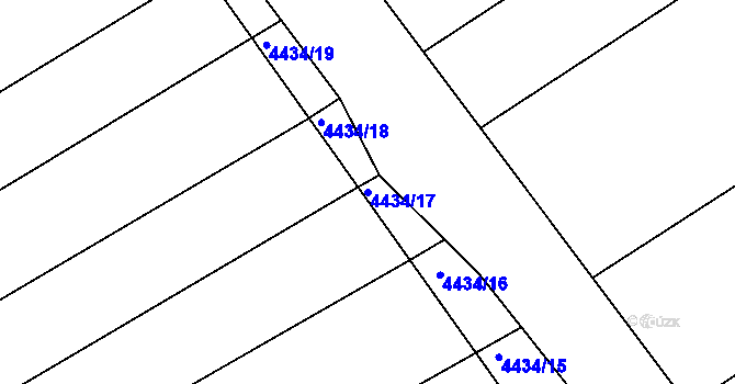 Parcela st. 4434/17 v KÚ Slavičín, Katastrální mapa
