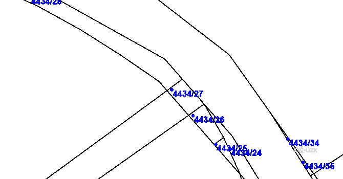 Parcela st. 4434/27 v KÚ Slavičín, Katastrální mapa