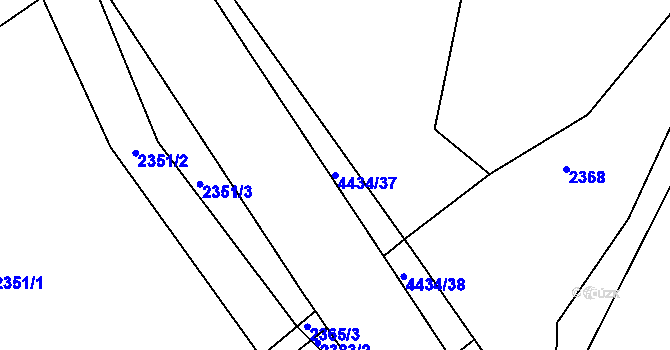 Parcela st. 4434/37 v KÚ Slavičín, Katastrální mapa