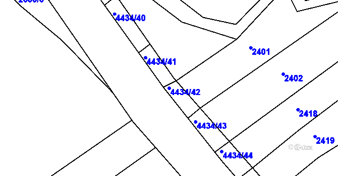 Parcela st. 4434/42 v KÚ Slavičín, Katastrální mapa
