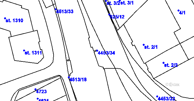 Parcela st. 4453/34 v KÚ Slavičín, Katastrální mapa