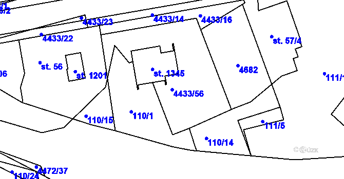 Parcela st. 4433/56 v KÚ Slavičín, Katastrální mapa