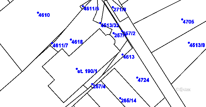 Parcela st. 190/2 v KÚ Slavičín, Katastrální mapa