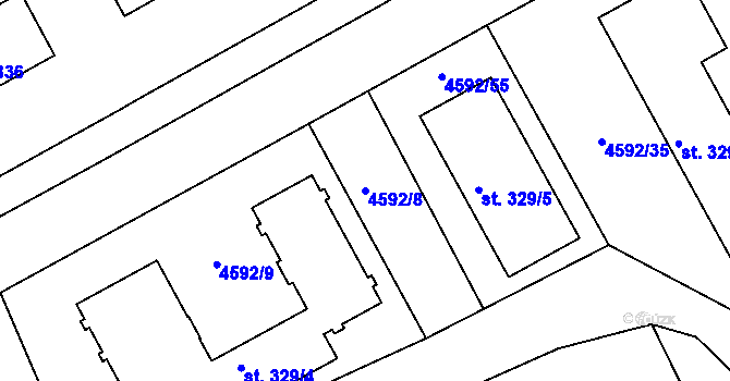 Parcela st. 4592/8 v KÚ Slavičín, Katastrální mapa