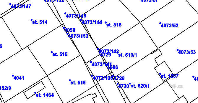 Parcela st. 519/4 v KÚ Slavičín, Katastrální mapa